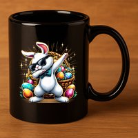Dabbing Bunny Rabbit Easter Egg Hunting 11oz C Handle Ceramic Mug