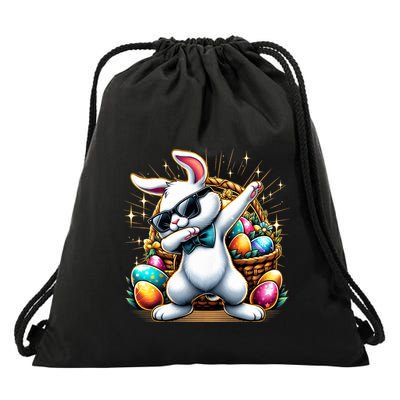 Dabbing Bunny Rabbit Easter Egg Hunting Drawstring Bag
