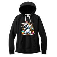 Dabbing Bunny Rabbit Easter Egg Hunting Women's Fleece Hoodie