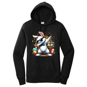 Dabbing Bunny Rabbit Easter Egg Hunting Women's Pullover Hoodie