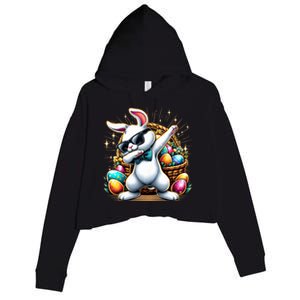 Dabbing Bunny Rabbit Easter Egg Hunting Crop Fleece Hoodie