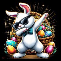 Dabbing Bunny Rabbit Easter Egg Hunting Cooling Performance Long Sleeve Crew