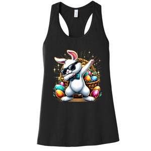 Dabbing Bunny Rabbit Easter Egg Hunting Women's Racerback Tank