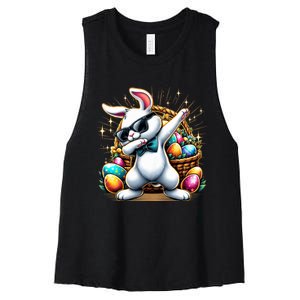 Dabbing Bunny Rabbit Easter Egg Hunting Women's Racerback Cropped Tank