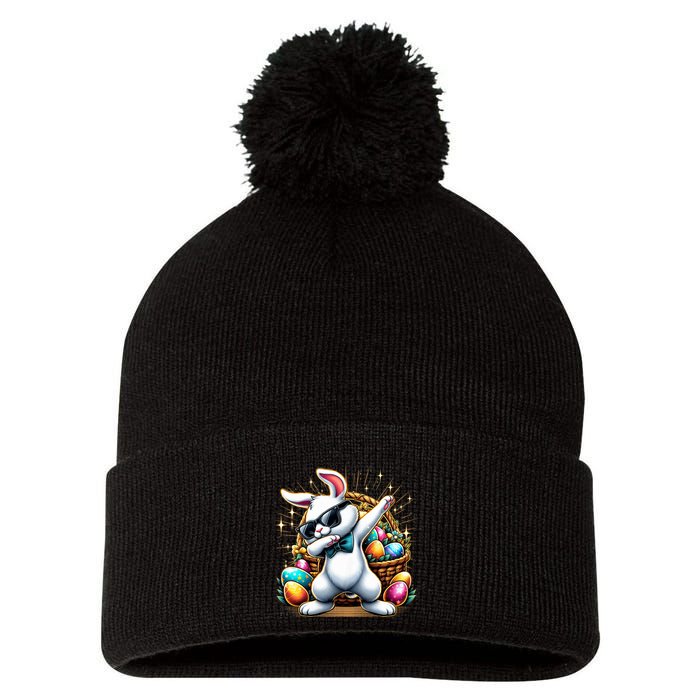 Dabbing Bunny Rabbit Easter Egg Hunting Pom Pom 12in Knit Beanie