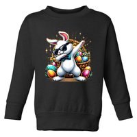 Dabbing Bunny Rabbit Easter Egg Hunting Toddler Sweatshirt