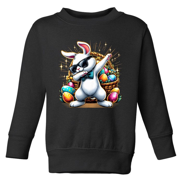 Dabbing Bunny Rabbit Easter Egg Hunting Toddler Sweatshirt