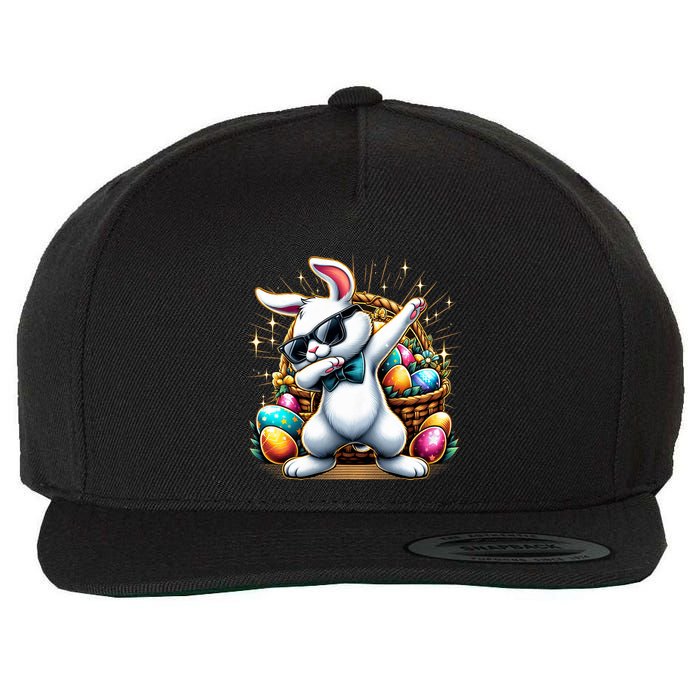 Dabbing Bunny Rabbit Easter Egg Hunting Wool Snapback Cap