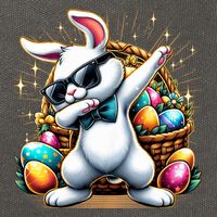 Dabbing Bunny Rabbit Easter Egg Hunting Cotton Canvas Backpack