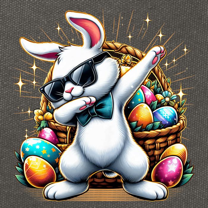 Dabbing Bunny Rabbit Easter Egg Hunting Cotton Canvas Backpack
