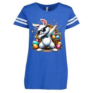 Dabbing Bunny Rabbit Easter Egg Hunting Enza Ladies Jersey Football T-Shirt