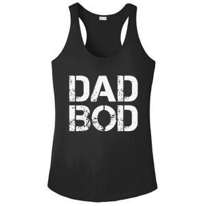 Dad Bod Rough Strong 90s White Stencil Text Ladies PosiCharge Competitor Racerback Tank