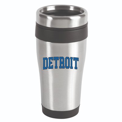 Detroit Blue Retro Vintage Distressed Arched Text 16oz Travel Tumbler