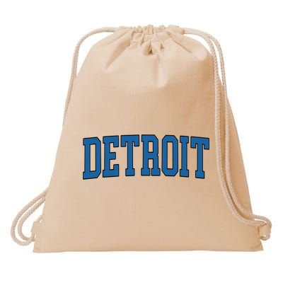Detroit Blue Retro Vintage Distressed Arched Text Drawstring Bag
