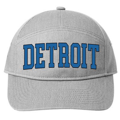 Detroit Blue Retro Vintage Distressed Arched Text 7-Panel Snapback Hat