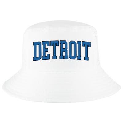 Detroit Blue Retro Vintage Distressed Arched Text Cool Comfort Performance Bucket Hat
