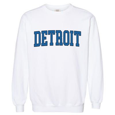 Detroit Blue Retro Vintage Distressed Arched Text Garment-Dyed Sweatshirt