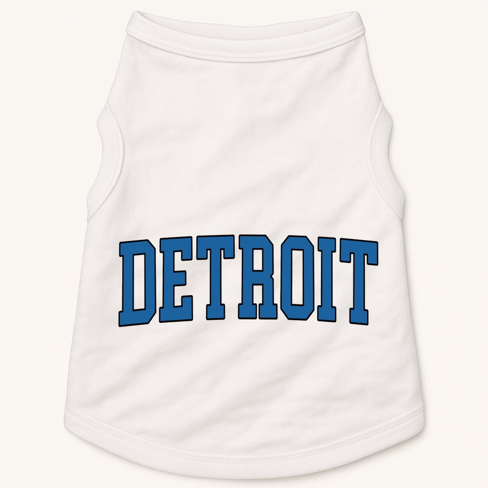 Detroit Blue Retro Vintage Distressed Arched Text Doggie Tank