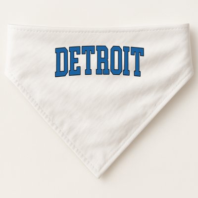 Detroit Blue Retro Vintage Distressed Arched Text USA-Made Doggie Bandana