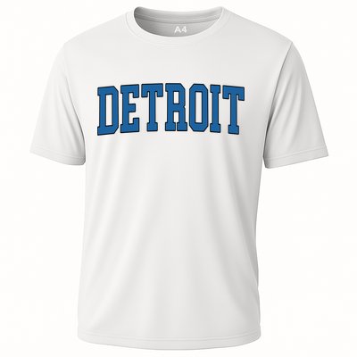 Detroit Blue Retro Vintage Distressed Arched Text Performance Shirt