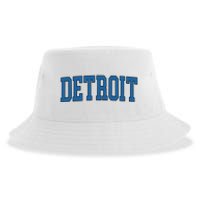 Detroit Blue Retro Vintage Distressed Arched Text Sustainable Bucket Hat