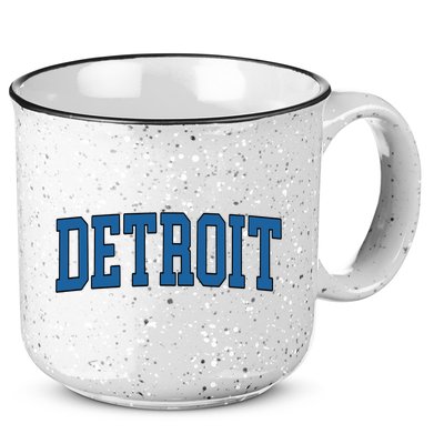 Detroit Blue Retro Vintage Distressed Arched Text 15oz Campfire Ceramic Mug