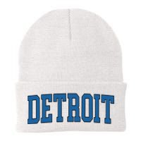 Detroit Blue Retro Vintage Distressed Arched Text Knit Cap Winter Beanie