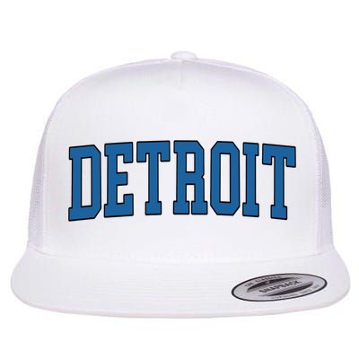 Detroit Blue Retro Vintage Distressed Arched Text Flatbill Hat