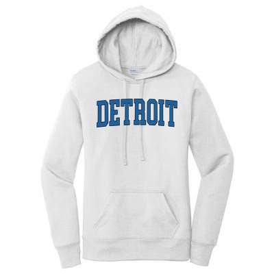 Detroit Blue Retro Vintage Distressed Arched Text Women's Pullover Hoodie