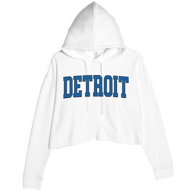 Detroit Blue Retro Vintage Distressed Arched Text Crop Fleece Hoodie