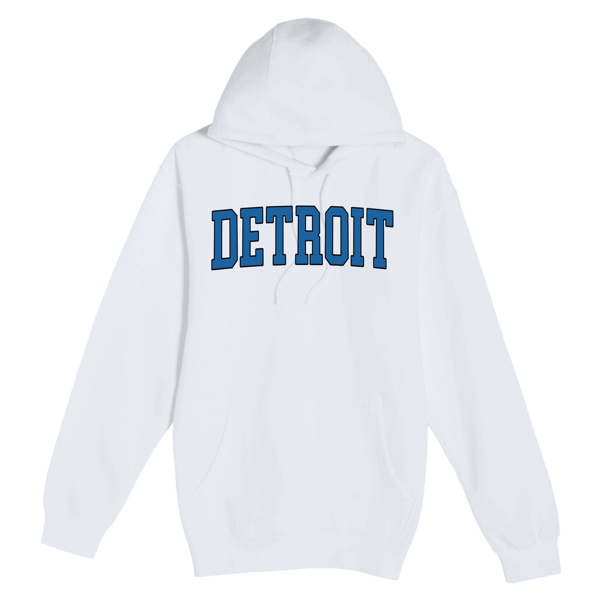 Detroit Blue Retro Vintage Distressed Arched Text Premium Pullover Hoodie
