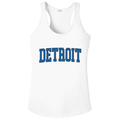 Detroit Blue Retro Vintage Distressed Arched Text Ladies PosiCharge Competitor Racerback Tank