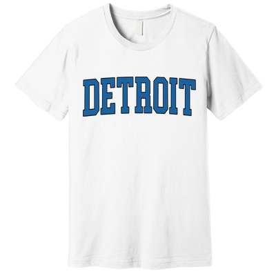 Detroit Blue Retro Vintage Distressed Arched Text Premium T-Shirt