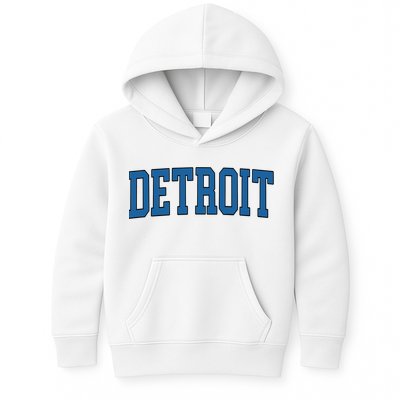 Detroit Blue Retro Vintage Distressed Arched Text Kids Hoodie