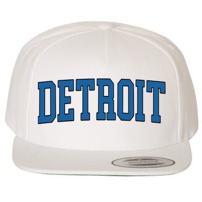 Detroit Blue Retro Vintage Distressed Arched Text Wool Snapback Cap