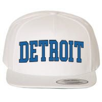 Detroit Blue Retro Vintage Distressed Arched Text Wool Snapback Cap