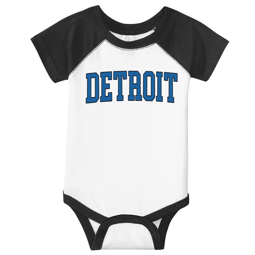 Detroit Blue Retro Vintage Distressed Arched Text Infant Baby Jersey Bodysuit