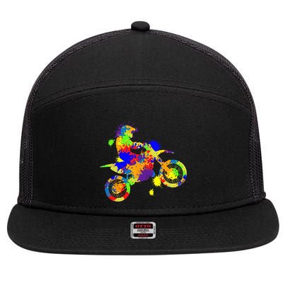 Dirt Bike Rider Motocross Enduro Dirt Biking 7 Panel Mesh Trucker Snapback Hat