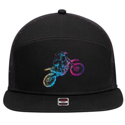 Dirt Bike Riding Motocross Lover Kids Motorcycle Rider 7 Panel Mesh Trucker Snapback Hat
