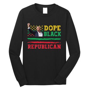 Dope Black Republican Black History Month Trump Us Flag Long Sleeve Shirt