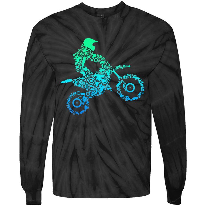 Dirt Bike Rider Motocross Enduro Dirt Biking Gift Tie-Dye Long Sleeve Shirt