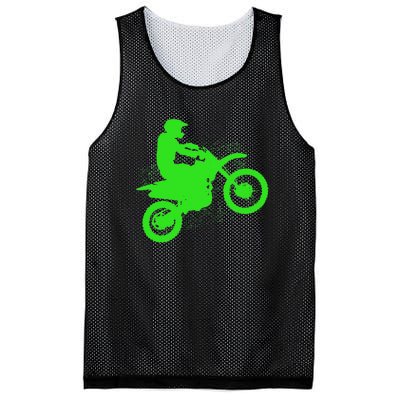 Dirt Bike Rider Tire Tracks Neon Green Mesh Reversible Basketball Jersey Tank