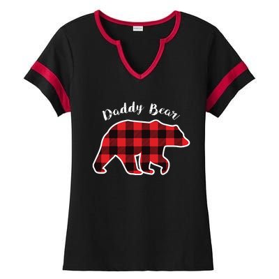 Daddy Bear Red Plaid Christmas Pajama Family Dad Gift Ladies Halftime Notch Neck Tee