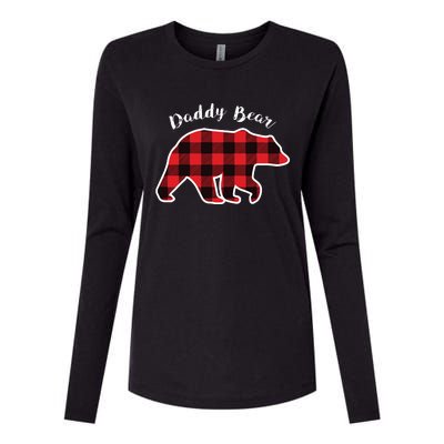 Daddy Bear Red Plaid Christmas Pajama Family Dad Gift Womens Cotton Relaxed Long Sleeve T-Shirt