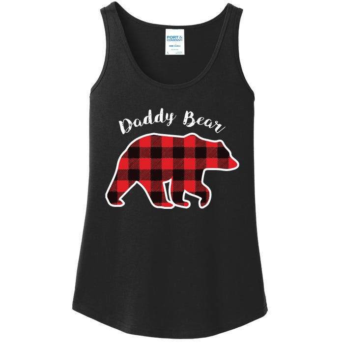 Daddy Bear Red Plaid Christmas Pajama Family Dad Gift Ladies Essential Tank