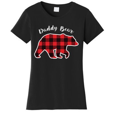 Daddy Bear Red Plaid Christmas Pajama Family Dad Gift Women's T-Shirt