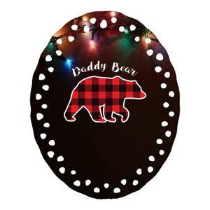 Daddy Bear Red Plaid Christmas Pajama Family Dad Gift Ceramic Oval Ornament