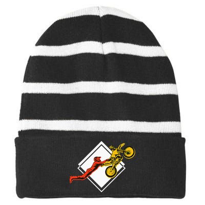 Dirt Bike Riding MX Motocross Supercross Striped Beanie with Solid Band