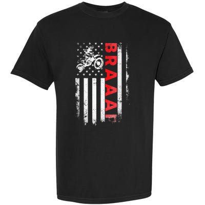 Dirt Bike Racing Usa Us American Flag Botocross Garment-Dyed Heavyweight T-Shirt