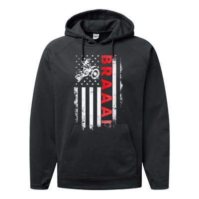 Dirt Bike Racing Usa Us American Flag Botocross Performance Fleece Hoodie